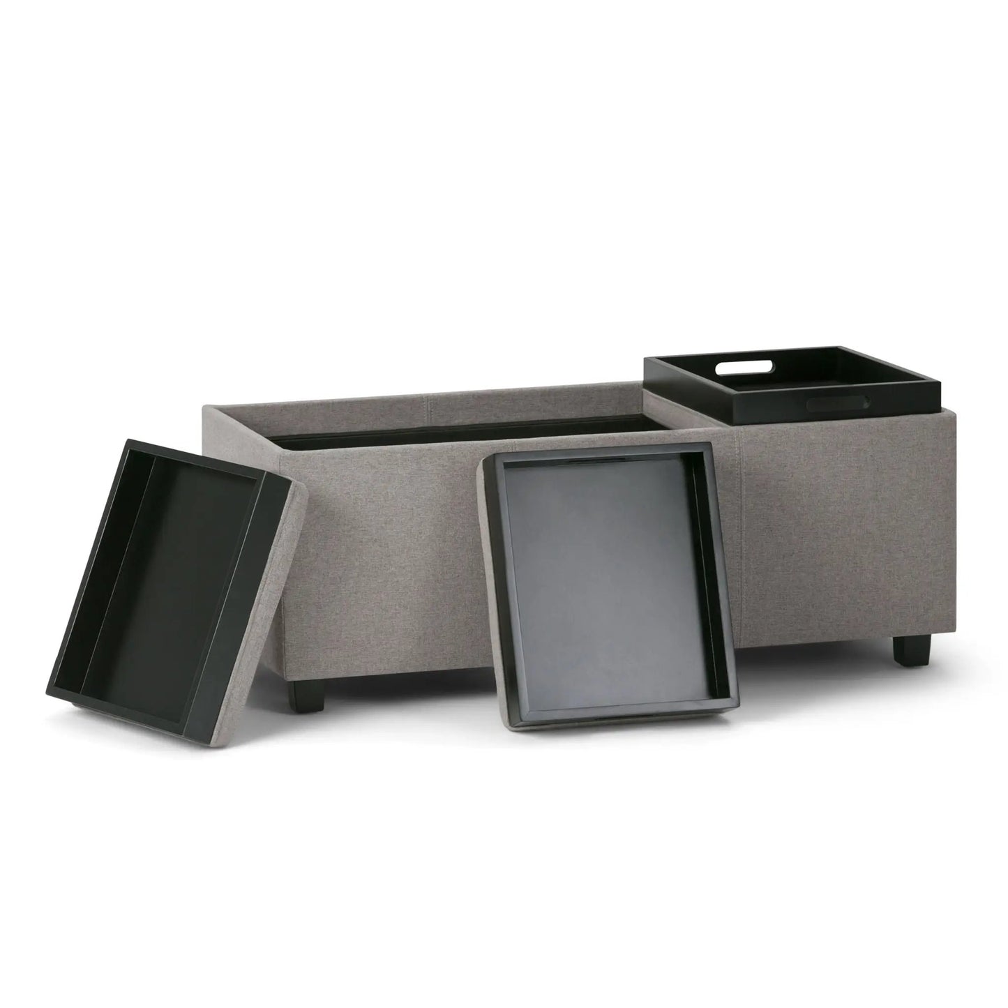 Avalon Upholstered Storage Ottoman With Trays