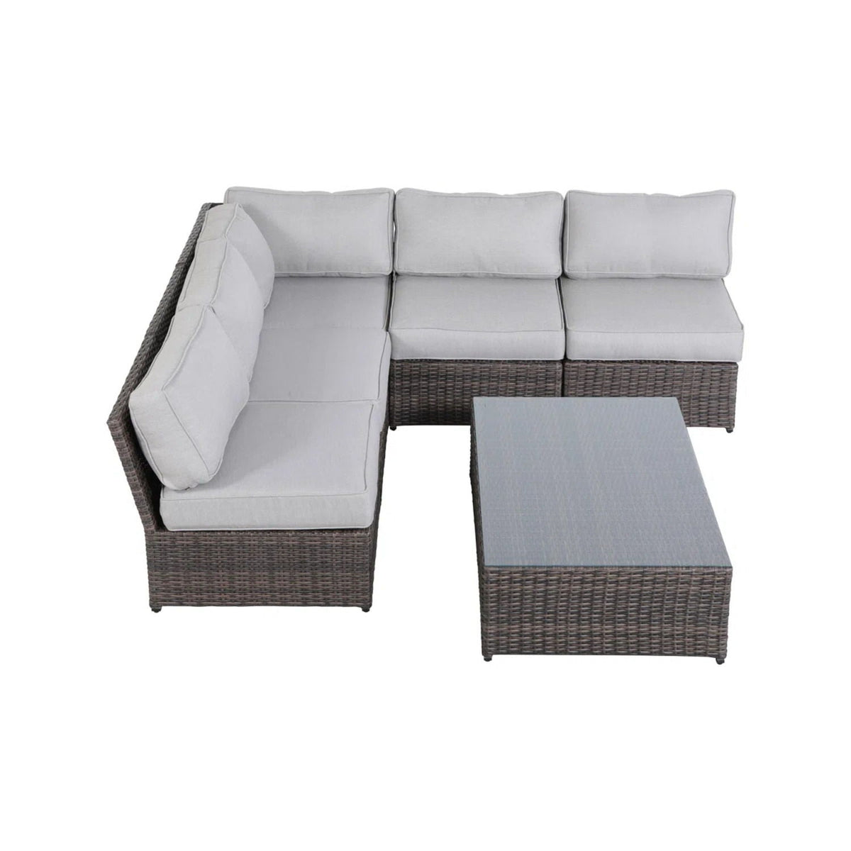 Patio Rattan Sectional Set with light gray cushions, 2-piece outdoor by HouseOfZazla on Tampa Home & Garden Store