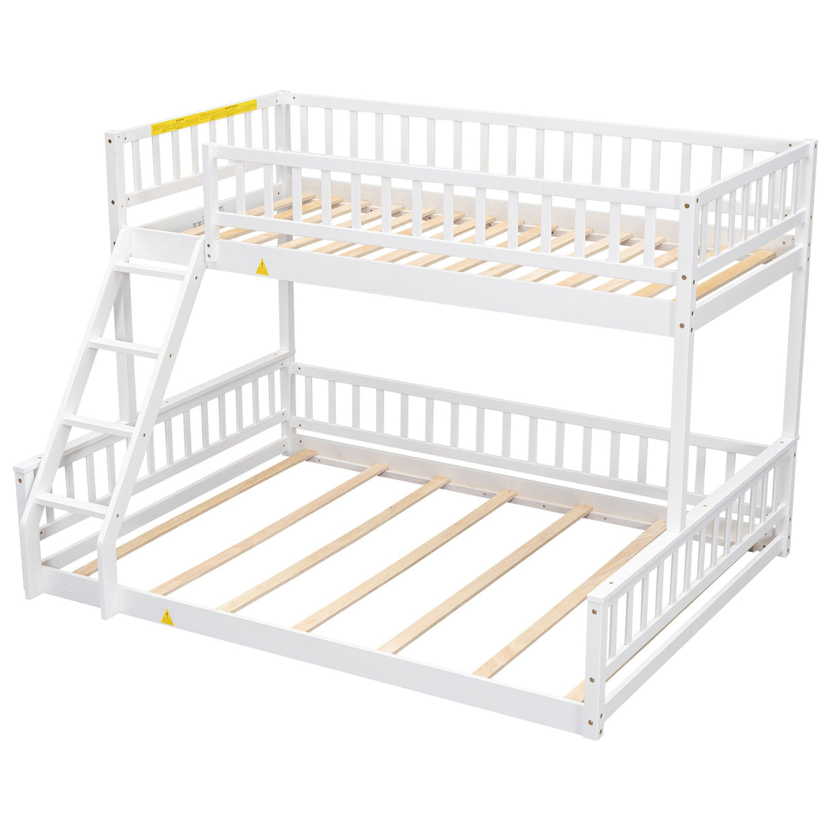 Bunk Bed With Ladder And Guardrails, white finish, two-tier, wooden slat bases, HouseOfZazla on Tampa Home & Garden Store