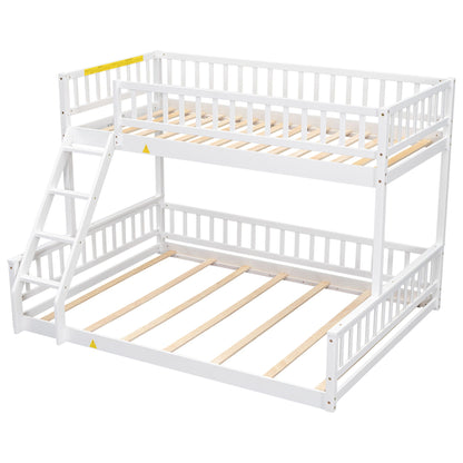 Bunk Bed With Ladder And Guardrails, white finish, two-tier, wooden slat bases, HouseOfZazla on Tampa Home & Garden Store