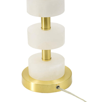 13x13x26 Marble Table Lamp by HouseOfZazla with 3 white marble discs on brass base on Tampa Home & Garden Store