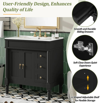 Bathroom Vanity With Ceramic Sink and Soft Close