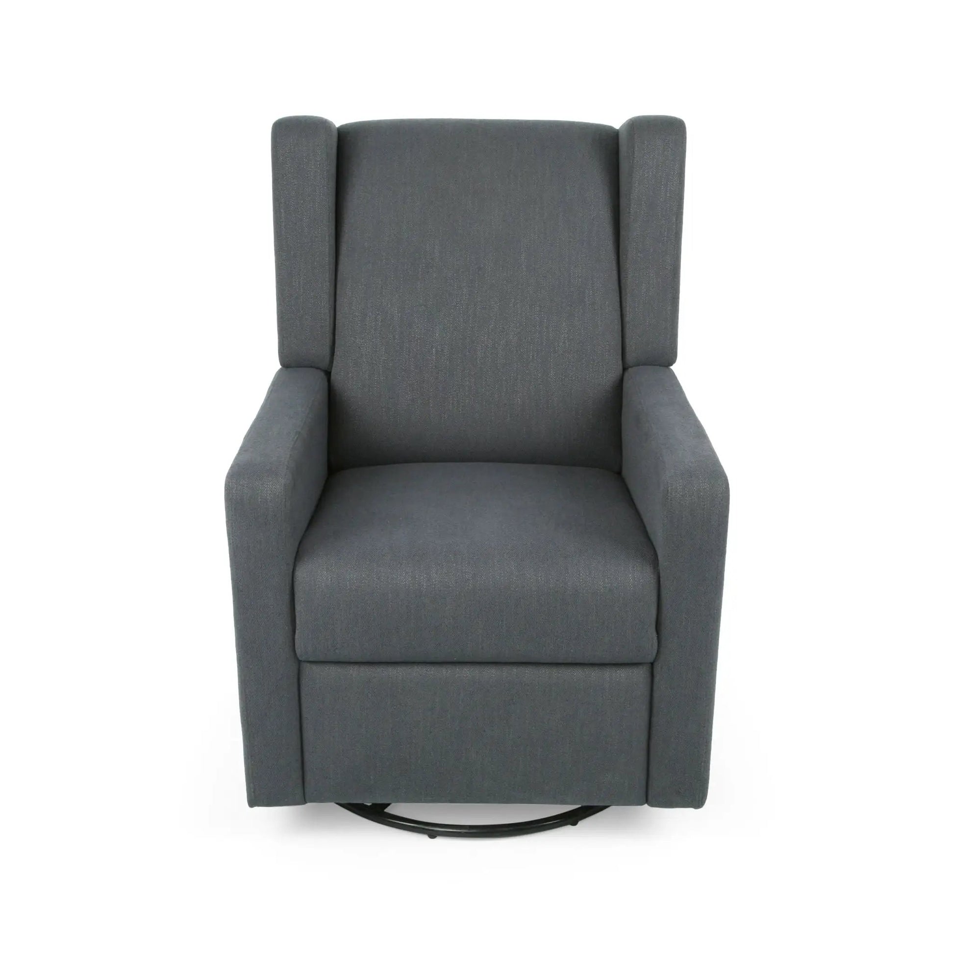 Landau Contemporary Fabric Upholstered Swivel Recliner chair in dark gray fabric on Tampa Home & Garden Store