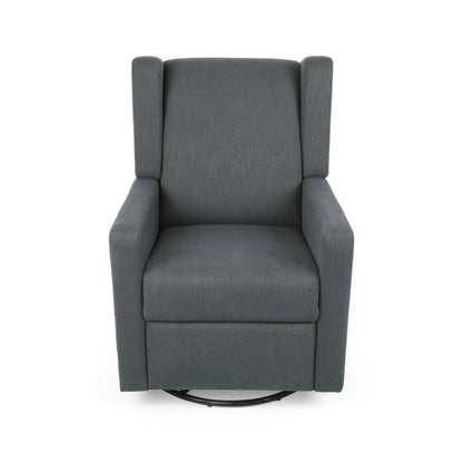 Landau Contemporary Fabric Upholstered Swivel Recliner chair in dark gray fabric on Tampa Home & Garden Store