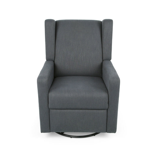 Landau Upholstered Swivel Recliner, gray fabric, swivel base HouseOfZazla on Tampa Home & Garden Store