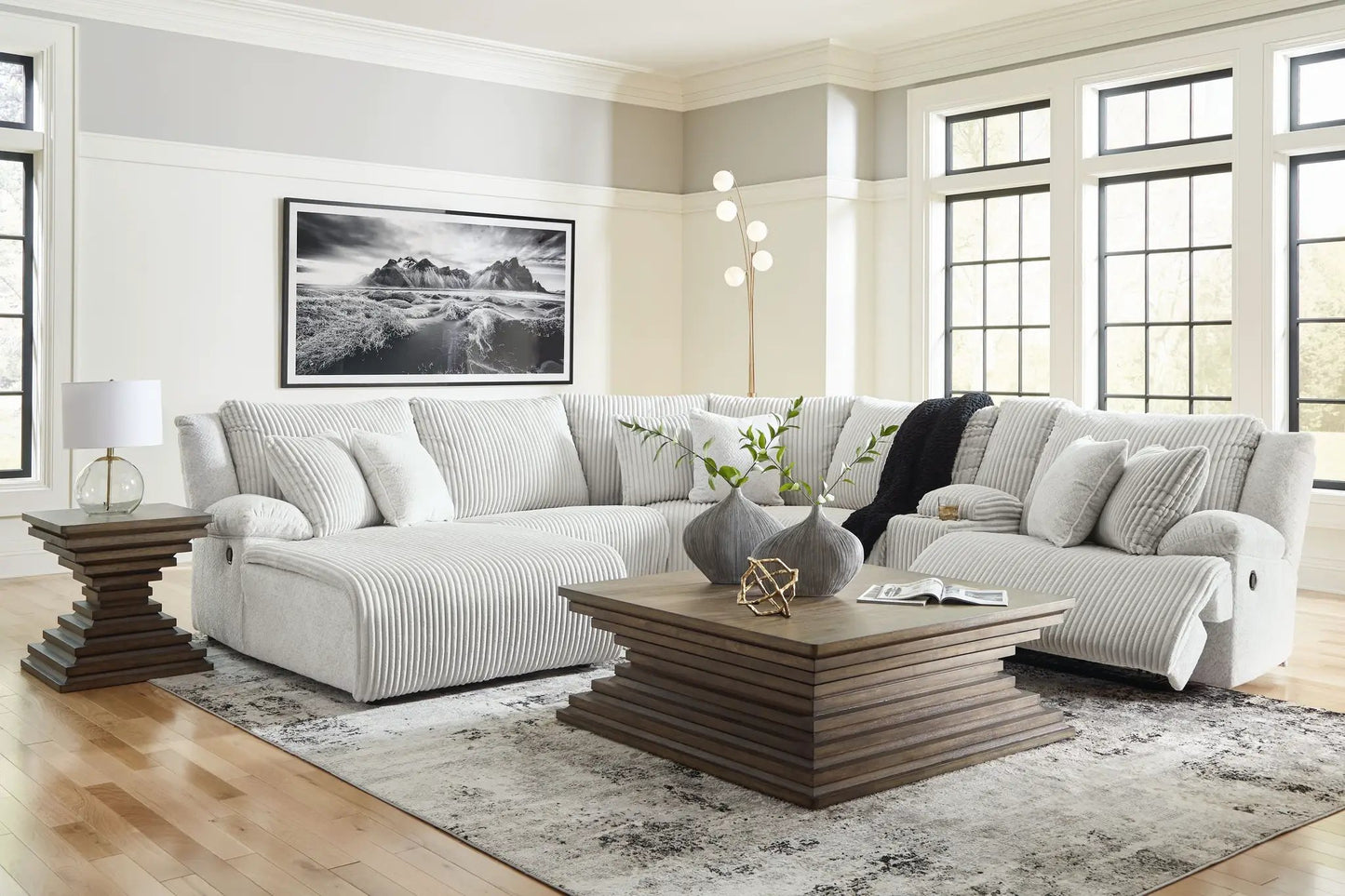 Top Tier Corduroy Reclining Sectional with Chaise