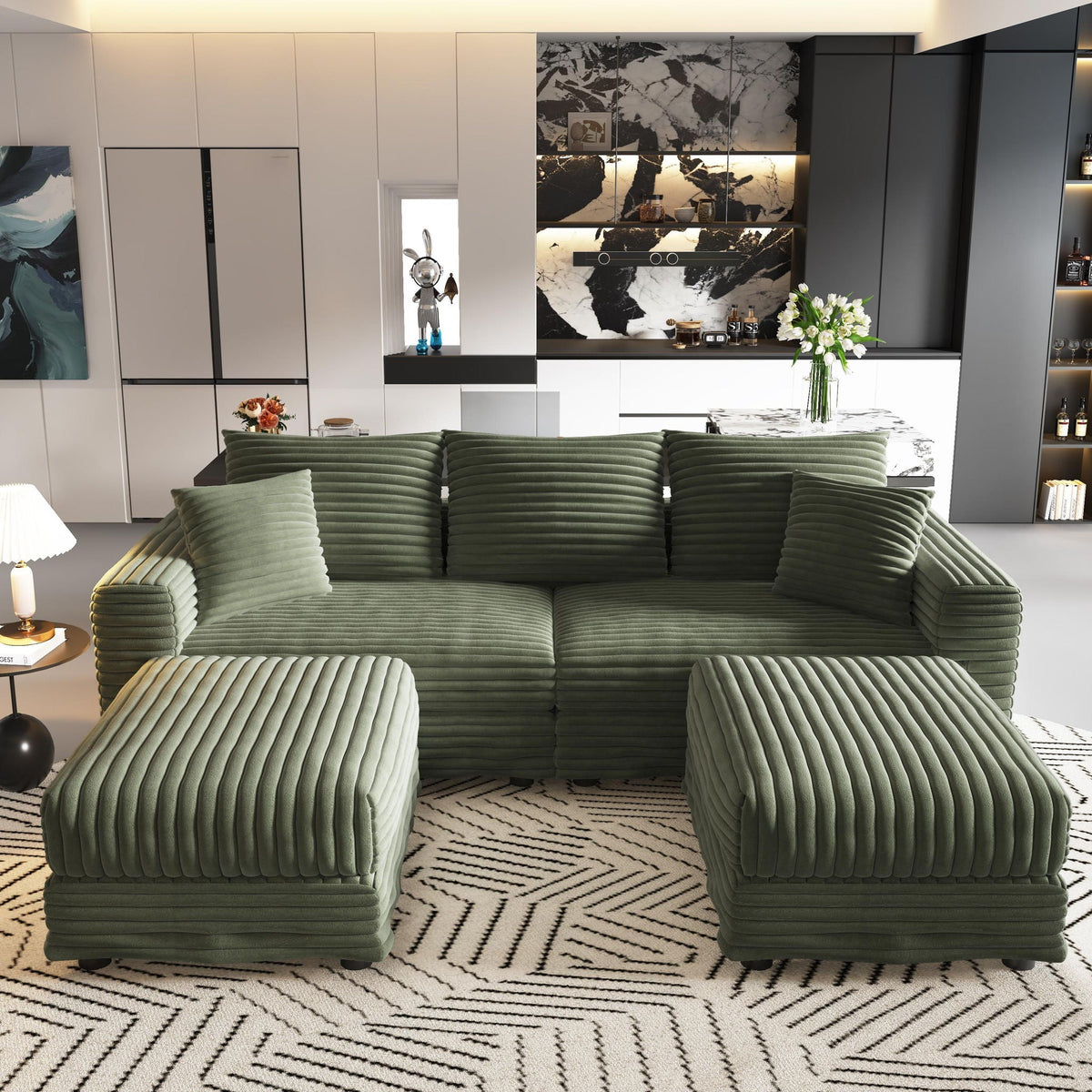 Convertible Sofa With Deep Seat and Pillows