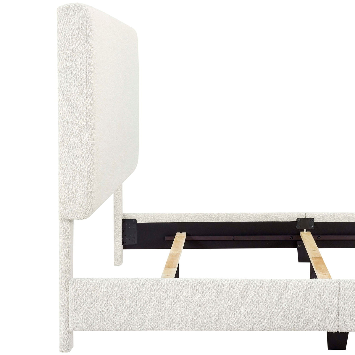 Platform Bed with Upholstered Headboard and Frame