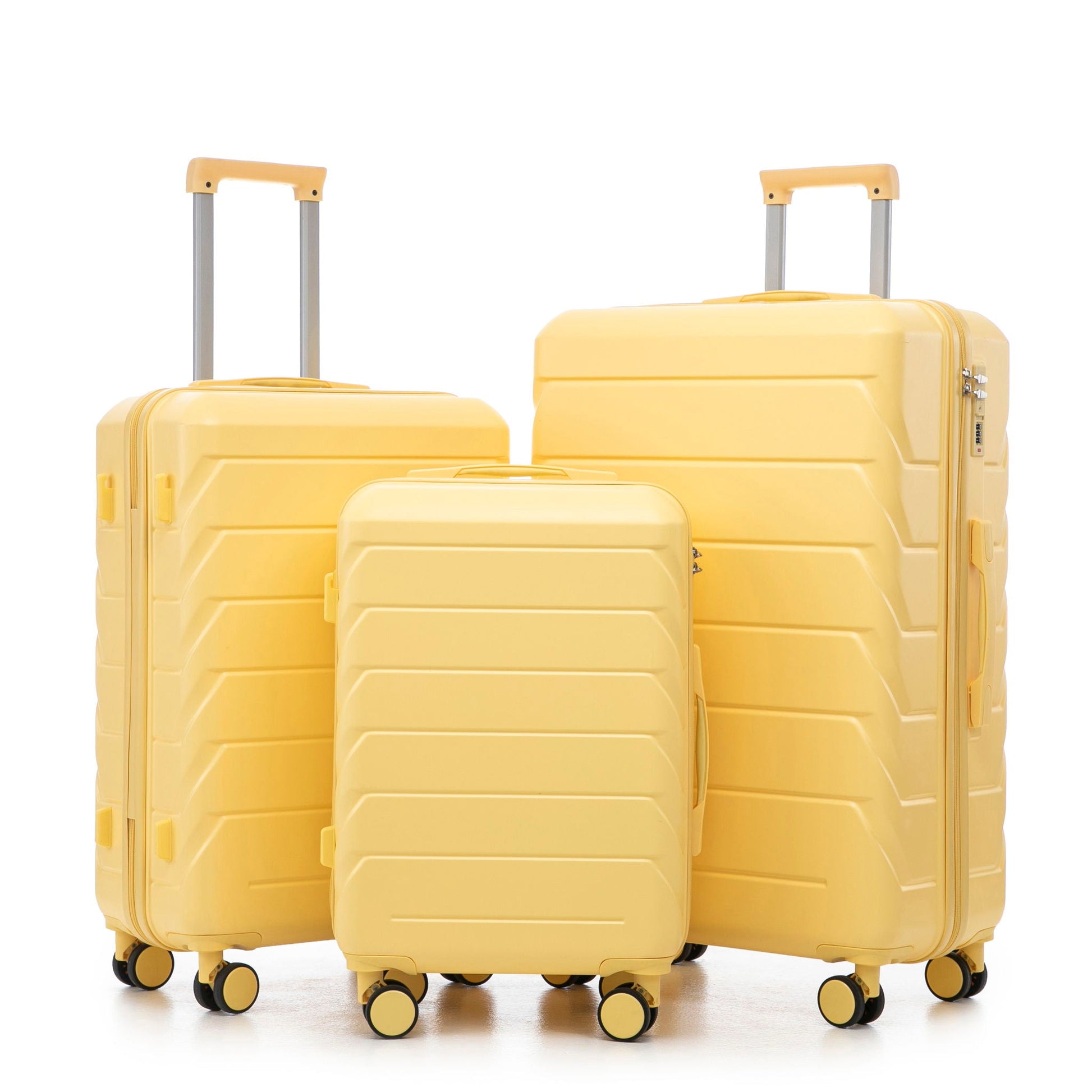 3-piece HouseOfZazla yellow spinner luggage set (20/24/28in) with combination lock on Tampa Home & Garden Store