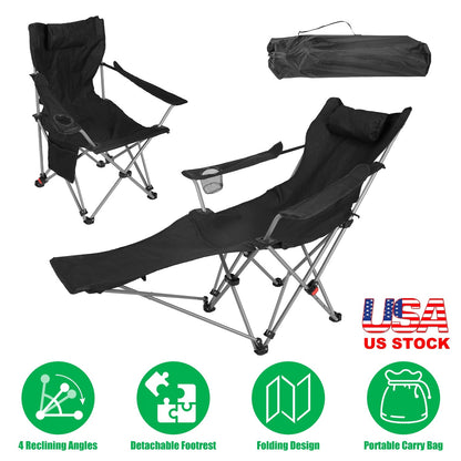 GemGear 2 reclining camping chairs with footrest 4-position adjustable foldable with cup holder on Tampa Home & Garden Store