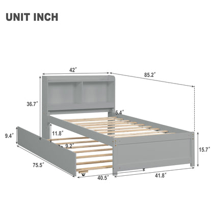 Twin Bed With Trundle And Storage Bookcase