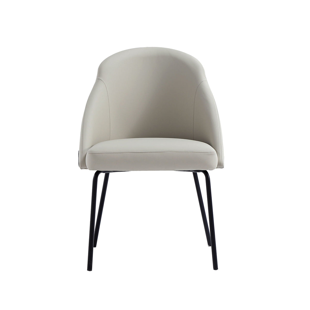 Modern vegan upholstered dining chair beige with black metal legs back view on Tampa Home & Garden Store