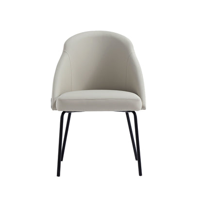 Modern vegan upholstered dining chair beige with black metal legs back view on Tampa Home & Garden Store