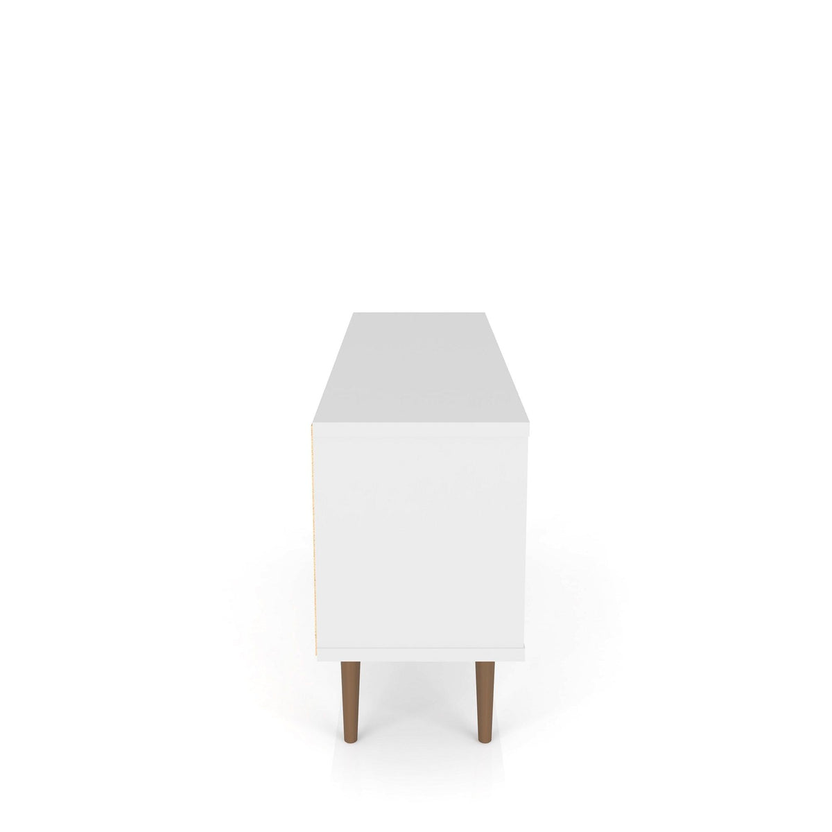Smart Storage TV Stand with solid wood legs in white finish by HouseOfZazla on Tampa Home & Garden Store