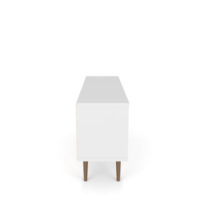 Smart Storage TV Stand with solid wood legs in white finish by HouseOfZazla on Tampa Home & Garden Store