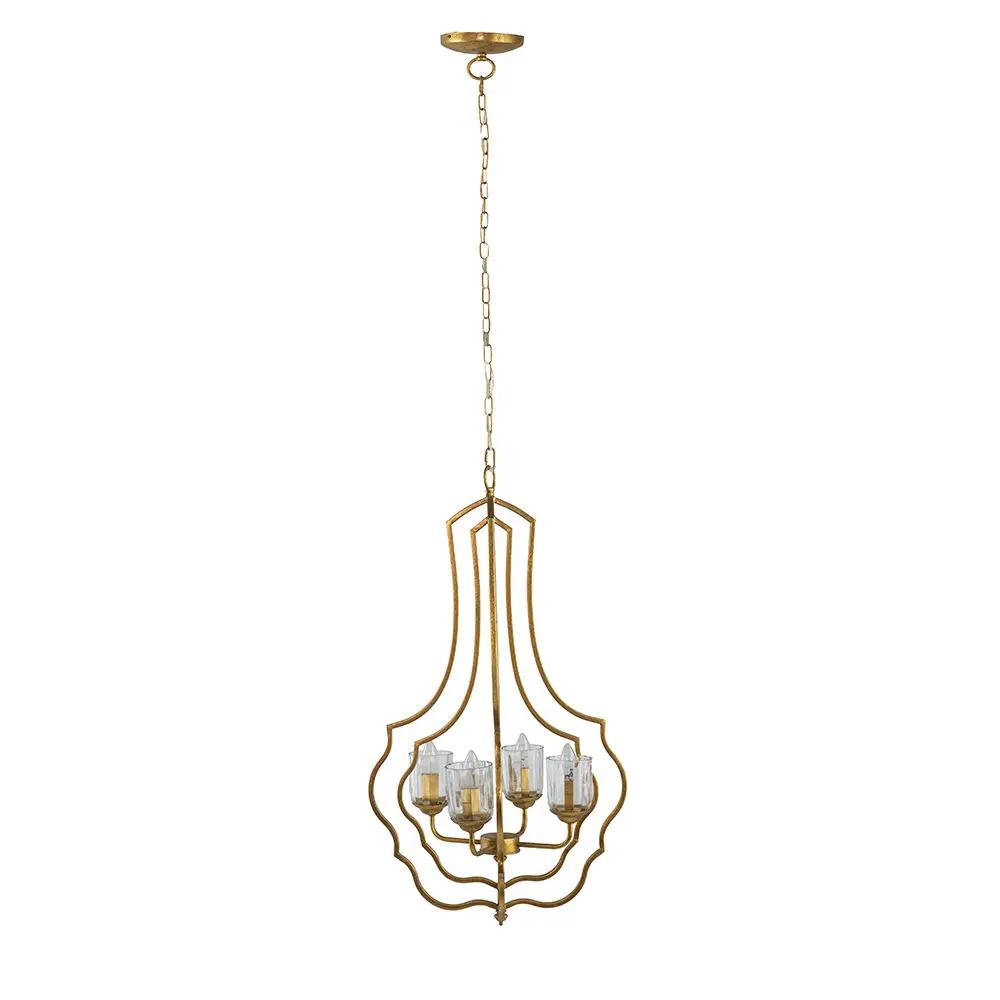 Chandelier 4-light gold metal with adjustable chain by Unique Piece Furniture on Tampa Home & Garden Store