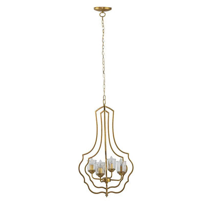 Chandelier 4-light gold metal with adjustable chain by Unique Piece Furniture on Tampa Home & Garden Store