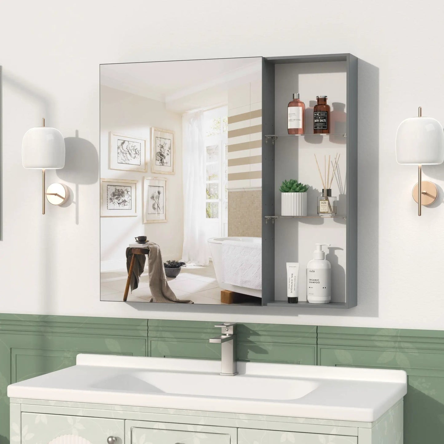 Medicine Cabinet Wall Mounted Mirror With Storage