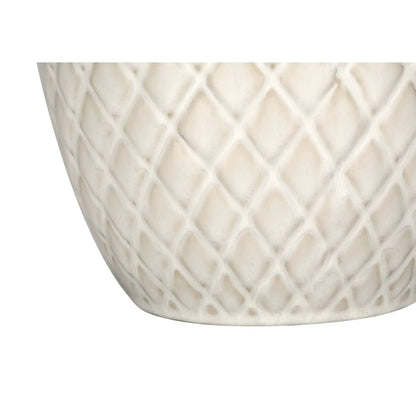 Table lamp cream ceramic base with diamond lattice texture on Tampa Home & Garden Store
