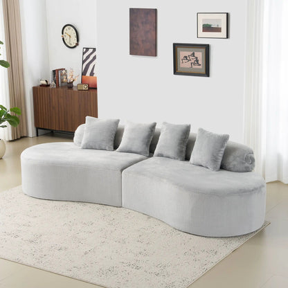 Modern Curved Sofa with Pillows for Living Room