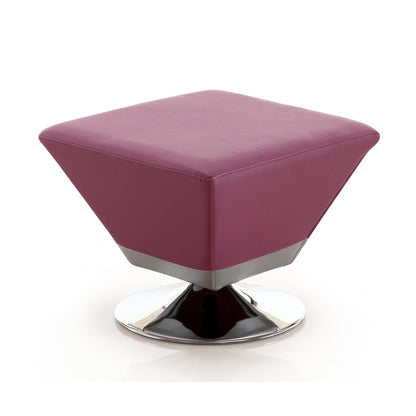 Diamond Accent Ottoman pink faux leather rectangle with chrome pedestal base on Tampa Home & Garden Store