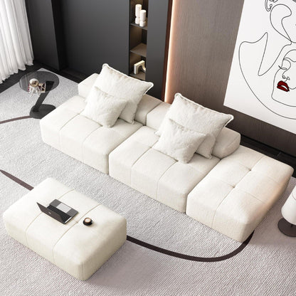 Modern Oversized DIY Combination Modular Sectional Sofa With Pillows in cream fabric on Tampa Home & Garden Store