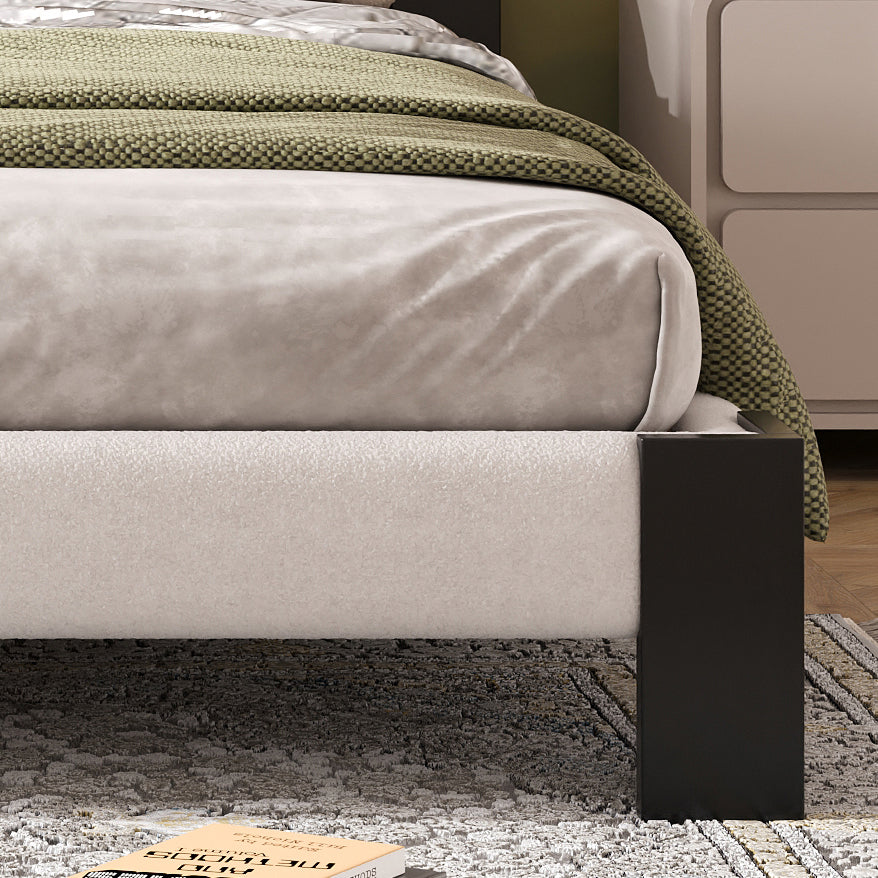 Boucle Queen Bed Frame With A Soft Headboard