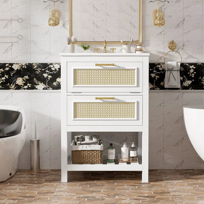Modern Vanity With Integrated Sink and Cabinet