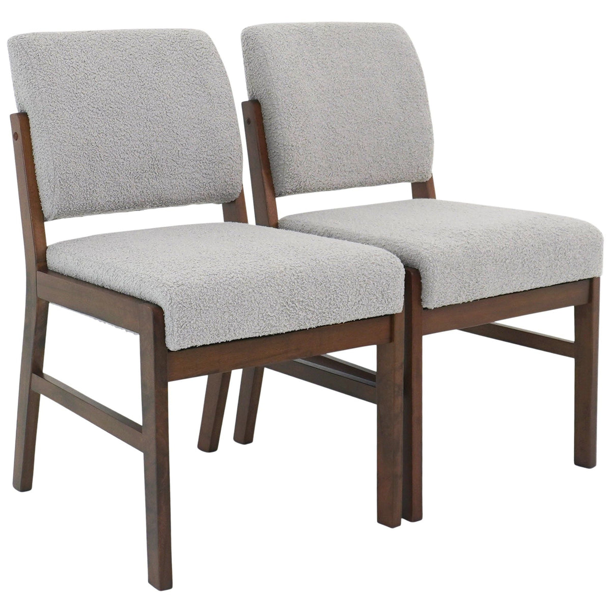 Light gray fabric dining chairs set of 2 with wooden frames on Tampa Home & Garden Store