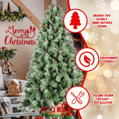 8 ft full-bodied pre-decorated pinecone Christmas tree by HouseOfZazla with pinecone accents on Tampa Home & Garden Store