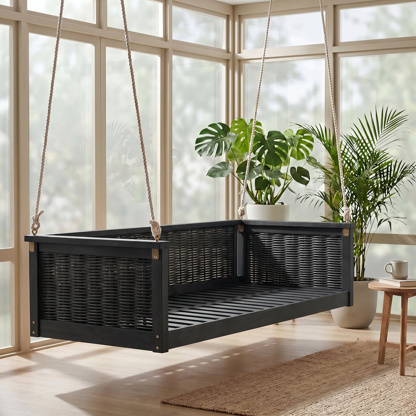 Premium Acacia Wood Outdoor Twin Swing Bed