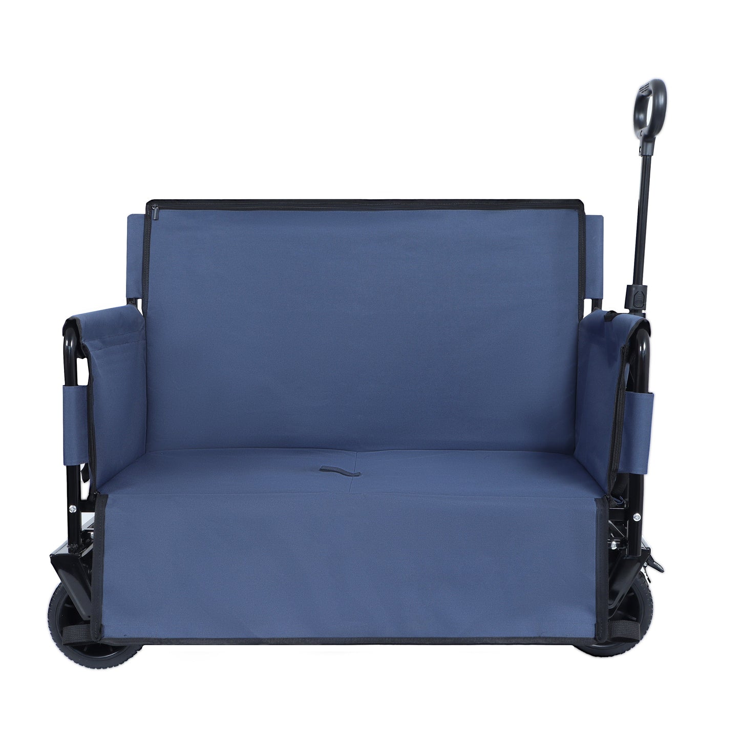 3-in-1 Convertible Folding Wagon Cart with Bench Seat blue fabric and black frame by HouseOfZazla on Tampa Home & Garden Store