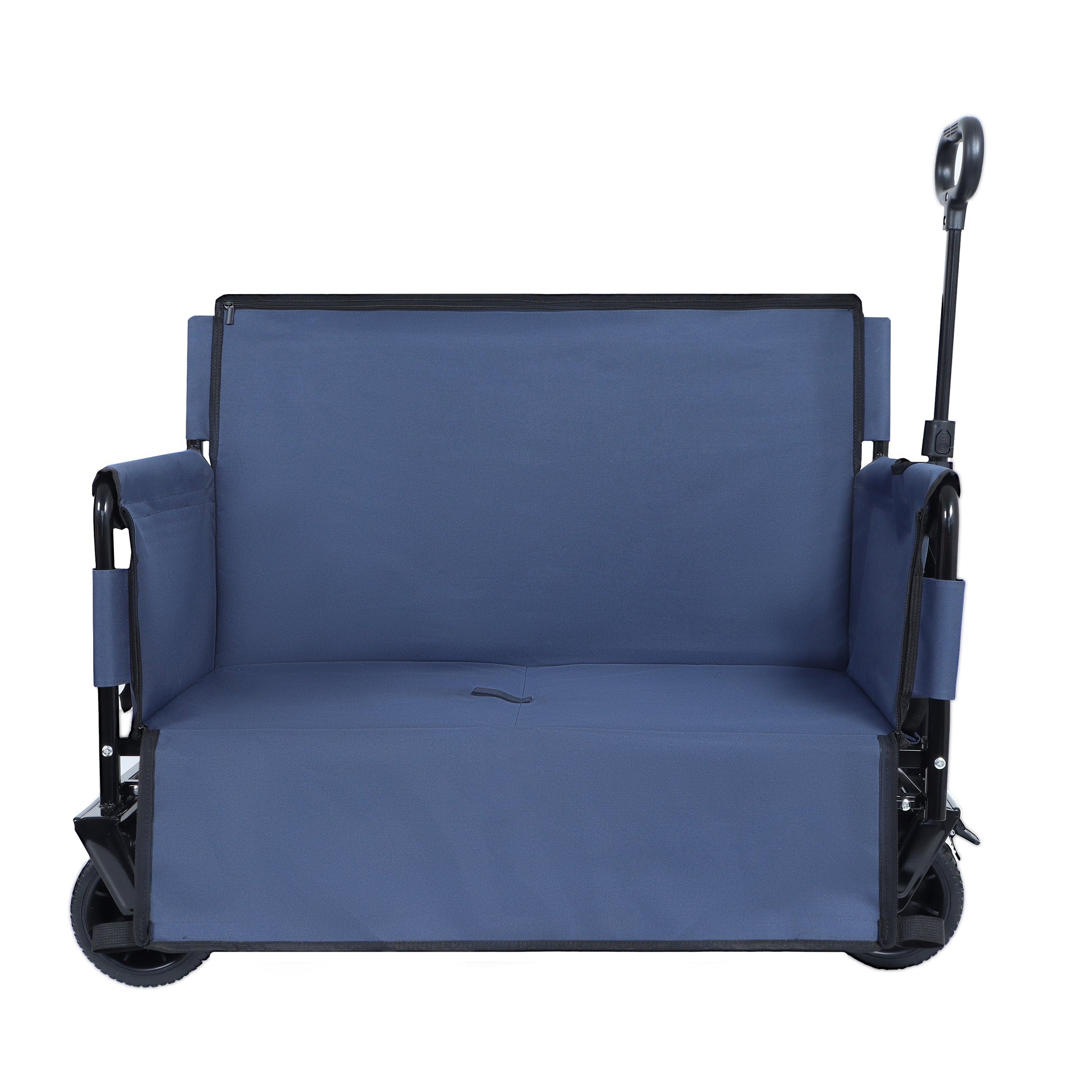 3-in-1 Convertible Folding Wagon Cart with Bench Seat blue fabric and black frame by HouseOfZazla on Tampa Home & Garden Store