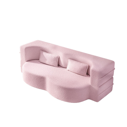 Modern Floor Sleeper Sofa Bed And Two Pillows