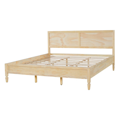 King Wood Platform Bed with Classic Headboard