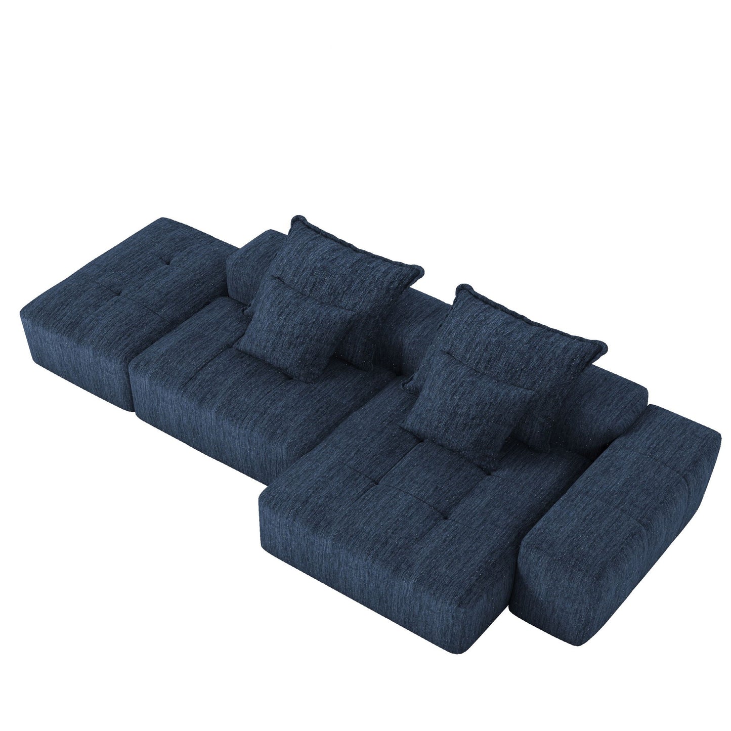 Modern oversized modular sectional sofa with pillows in navy fabric by HouseOfZazla on Tampa Home & Garden Store