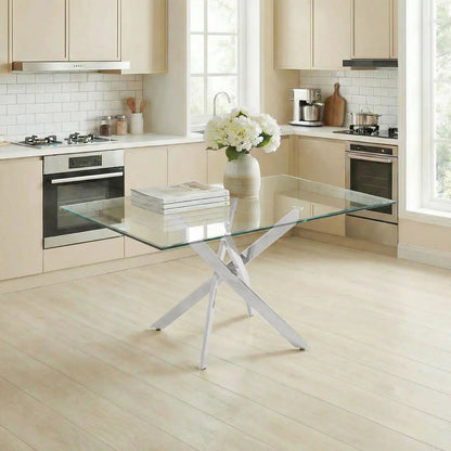 Modern Rectangular Dining Table with Metal Frame