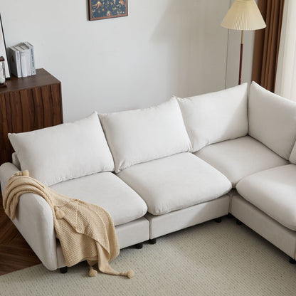 Modular Free Combination Sectional Sofa Couch in gray upholstery with beige throw beside lamp on Tampa Home & Garden Store