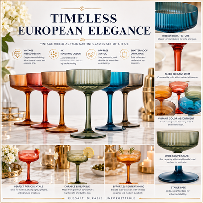 Set of 6 Unbreakable Acrylic Champagne Coupes