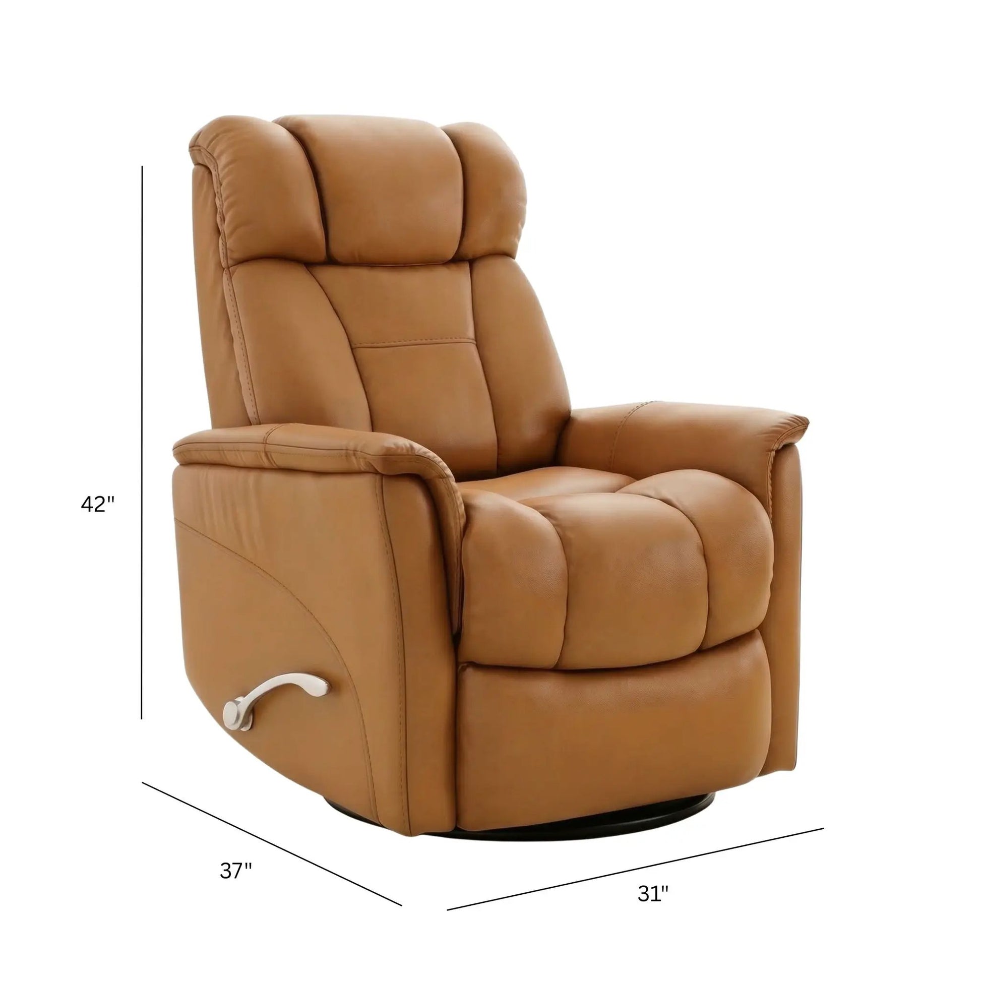 Bentley Swivel Glider Recliner tan leather with manual headrest & footrest by Unique Piece Furniture on Tampa Home & Garden Store