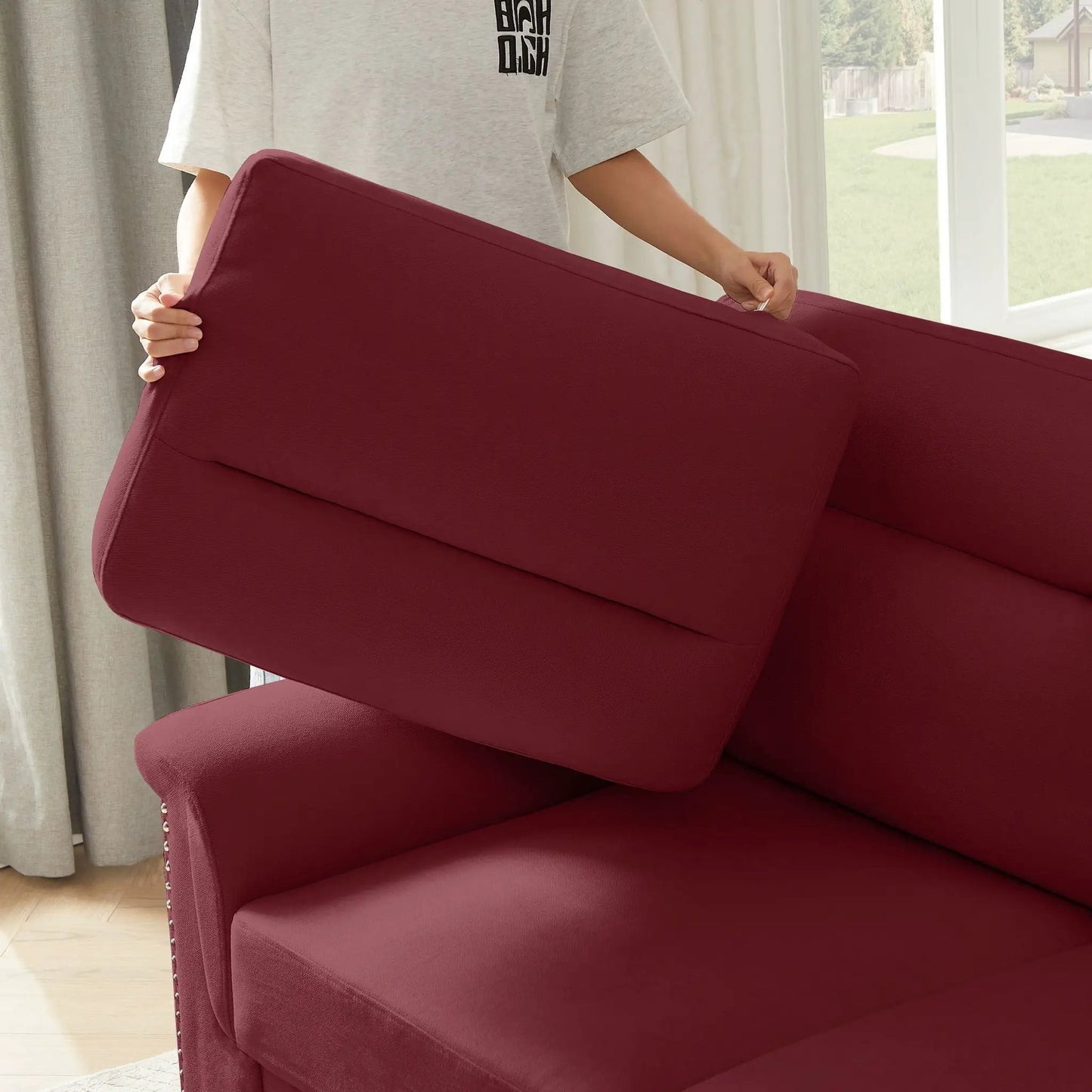 Three Seater Elegant Stationary Sofa for Living