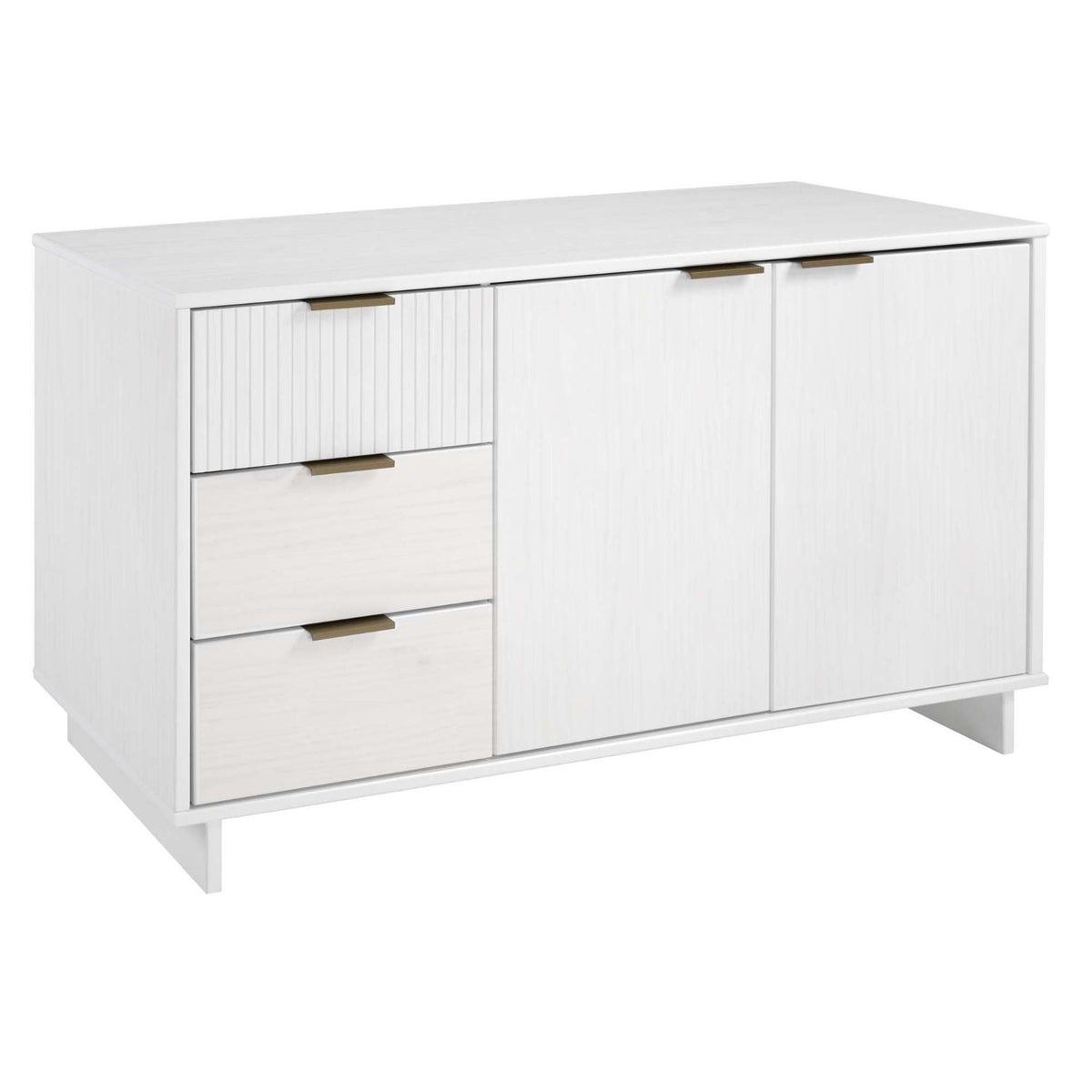 Granville white sideboard with full-extension drawers on left and two cabinet doors, brass handles on Tampa Home & Garden Store