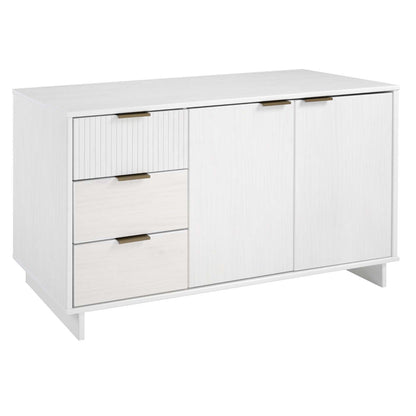 Granville white sideboard with full-extension drawers on left and two cabinet doors, brass handles on Tampa Home & Garden Store