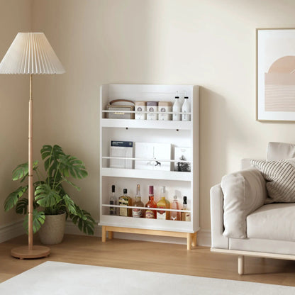 White wall-mounted bookshelf with 3 front-facing display shelves for toddler bedroom on Tampa Home & Garden Store