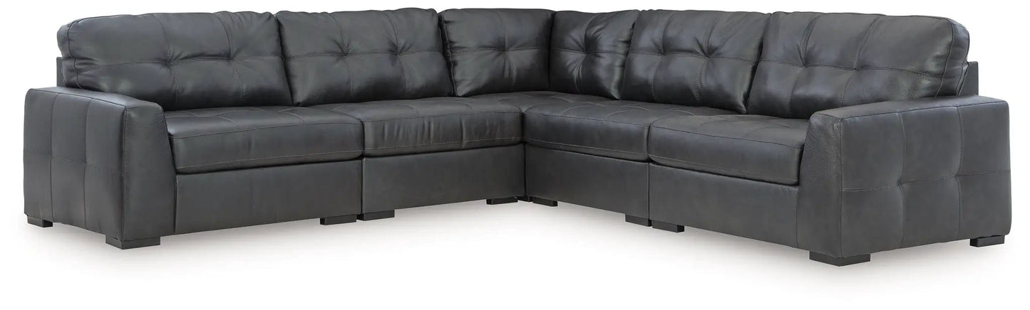 Brindley Pier Leather Sectional Sofa Tufted