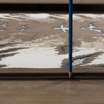 Cowhide Patterned Area Rug with Low Pile Height in multi-tone browns and creams by HouseOfZazla on Tampa Home & Garden Store