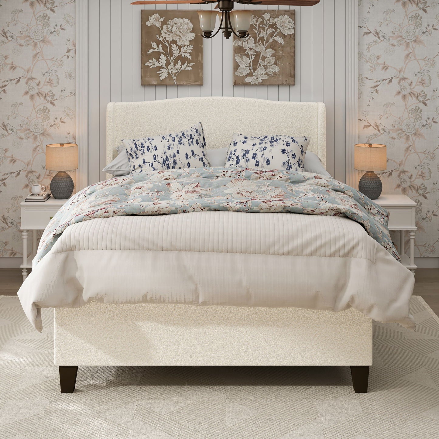 Sturdy Platform Bed Frame and a Padded Headboard