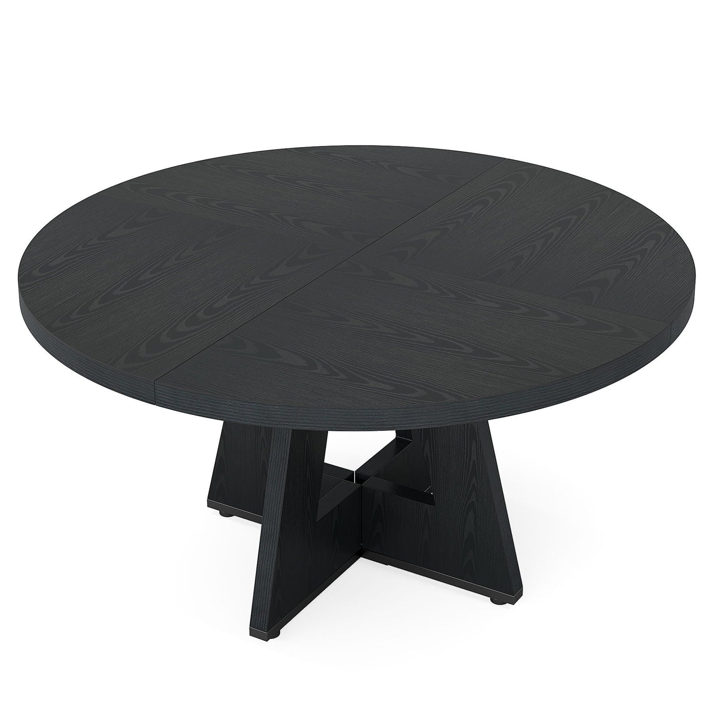 Round Dining Cross Base Kitchen Table in dark wood grain by HouseOfZazla on Tampa Home & Garden Store