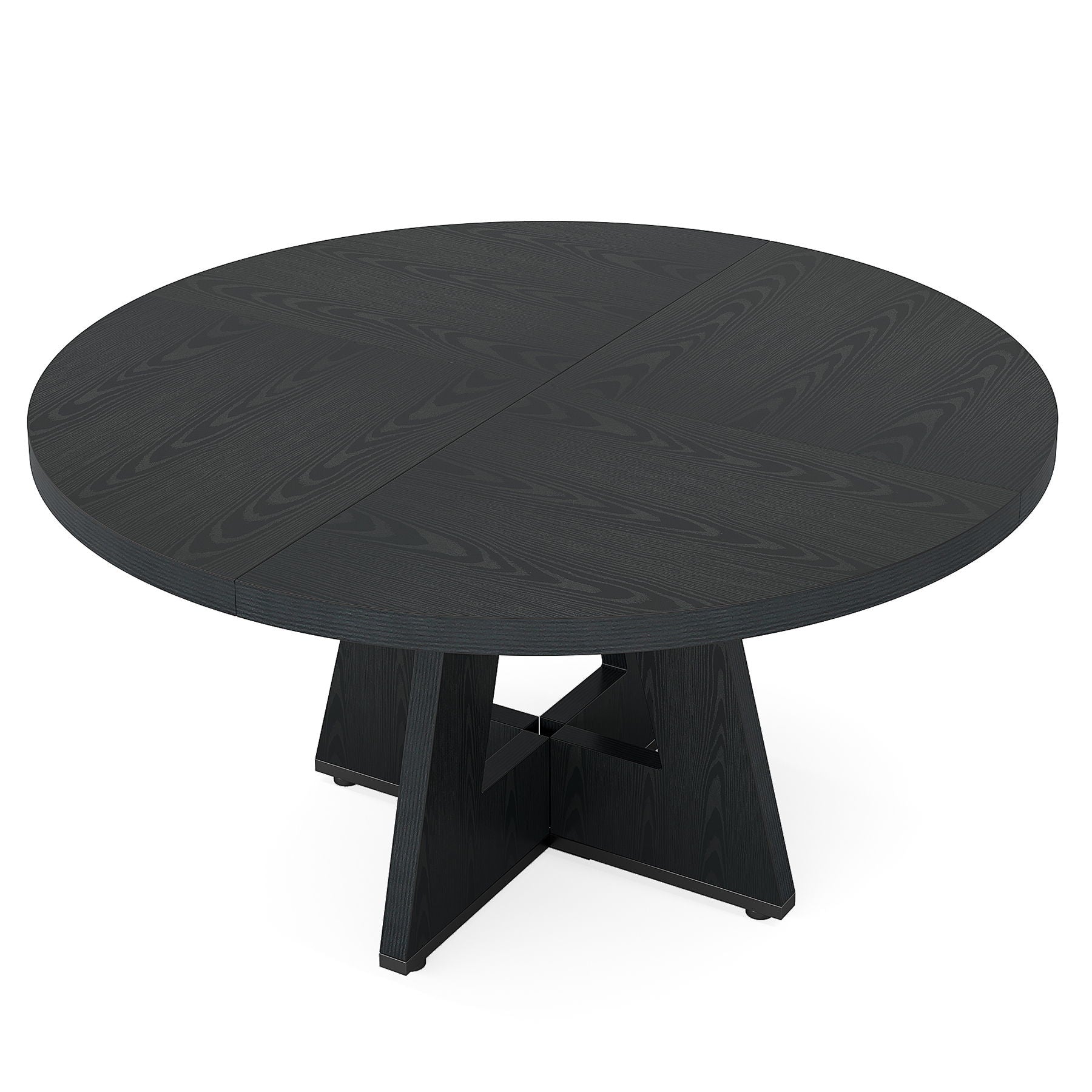 Round Dining Cross Base Kitchen Table in dark wood grain by HouseOfZazla on Tampa Home & Garden Store