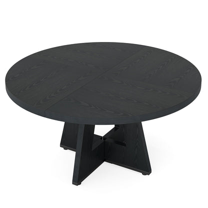 Round Dining Cross Base Kitchen Table in dark wood grain by HouseOfZazla on Tampa Home & Garden Store
